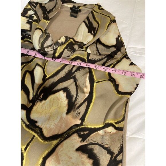 Ann Taylor Scoop Neck Sleeveless Career Shirt Brown Floral Size Medium Classic - Picture 6 of 8